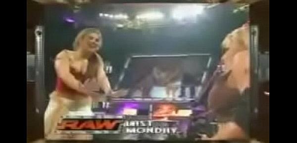  Trish Stratus, Ashley, and Mickie James vs Victoria, Torrie Wilson, and Candice Michelle. Raw 2005.